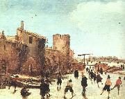 Esaias Van de Velde Skaters on the Moat by the Walls oil painting reproduction